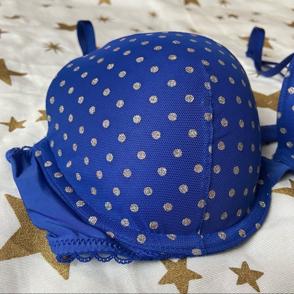 Victoria’s Secret Blue Silver Polka Dot Bra 34C - Picture 3 of 5